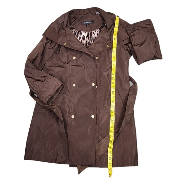 Ellen Tracy Outerwear Techno Double-Breasted Rain Trench Coat With Belt Petite - Picture 11 of 11